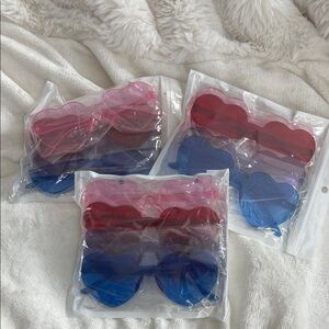 Set of 12 Heart-Shaped Sunglasses red blue purple pink rimless nwt